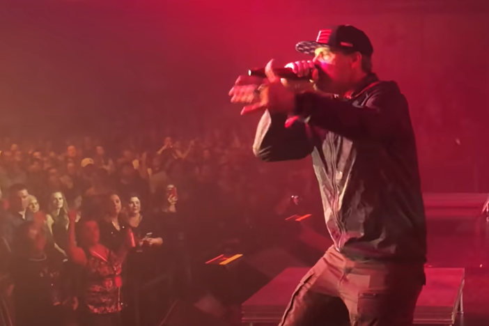 Vanilla Ice on stage with microphone